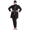 Muslim Swimsuits for Women, Swimdress Islamic Arabic Swimwear Burkini Full Cover Hijab Top Pants Swimming Cap Full Coverage Long Sleeves Bathing Suits Swim Capris Clothes Set Black White 3XL view 1