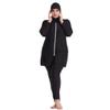 Muslim Swimsuits for Women, Swimdress Islamic Arabic Swimwear Burkini Full Cover Hijab Top Pants Swimming Cap Full Coverage Long Sleeves Bathing Suits Swim Capris Clothes Set Black White 3XL view 2