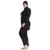 Muslim Swimsuits for Women, Swimdress Islamic Arabic Swimwear Burkini Full Cover Hijab Top Pants Swimming Cap Full Coverage Long Sleeves Bathing Suits Swim Capris Clothes Set Black White 3XL view 3