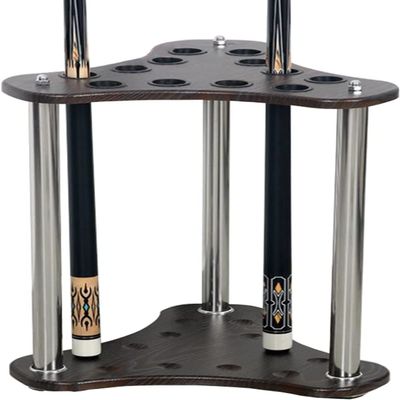 SEVEEZ 12 Pool Cue Rack Wood Billiard Racks, Modern Display Floor Pool Cue Storage Stand, with Rubber Circle Pads, for Fishing Rod Golf Club (Color : Black)