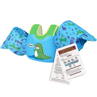 BLUEMARS Toddler Floaties for Kids 30-50 Pounds, Kids Swim Vest with Shoulder Harness Arm Water Wings for 1,2,3,4,5,6,7 Years Old Children Boys and Girls,Dinosaur