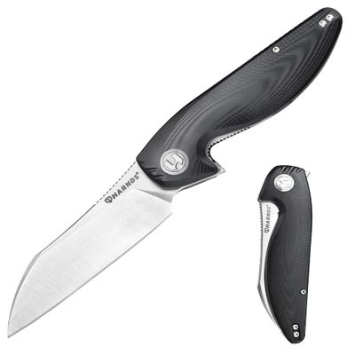 Harnds Parrot Folding Pocket Knife with Clip and Blade Lock, 8.4" EDC Folding Knife with Sweatproof G10 handle and 14C28N Stainless Blade (Black)
