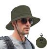 Bucket hat for Women Men Waterproof Wide Brim Sun Hats Foldable Boonie Safari Fishing Hiking Beach Hats Army Green view 1
