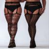 Skylety 6 Pairs Fishnet Stockings for Women Plus Size Thigh-high Tights Stockings Suspender Pantyhose Garter Belts(X-Large-xx-large,Elegant Black) view 4