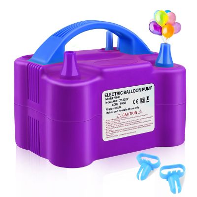 Electric Balloon Pump,110V 600W Balloon Blower Inflator Dual Nozzle Air Pump Balloons Inflator for Decoration, Party, Sport,Gifts:2 Balloon Tying Tools,Purple