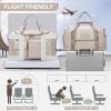 Beige Small Gym Bag for Women, Waterproof Travel Duffle Bag Carry On Weekender Bag with Shoe Compartment & Wet Pocket, Gym Tote Bag for Travel, Workout, Sport view 3