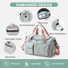 Beige Small Gym Bag for Women, Waterproof Travel Duffle Bag Carry On Weekender Bag with Shoe Compartment & Wet Pocket, Gym Tote Bag for Travel, Workout, Sport view 4