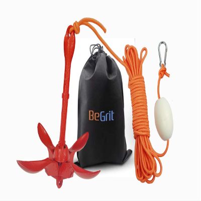 BeGrit Kayak Anchor 3.5lb Folding Marine Anchor Small Boat Anchor for Fishing,Kayak,Paddle Board,Canoe,Jet Ski, with 32.8 ft Anchor Tow Rope Carrying Bag (Red)