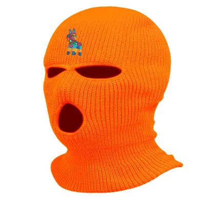 Fiesta Pinata Three Hole Mask Embroidered Ski Mask Full Face Cover Knitted Embroidery Warm Graphic Balaclava (Orange)
