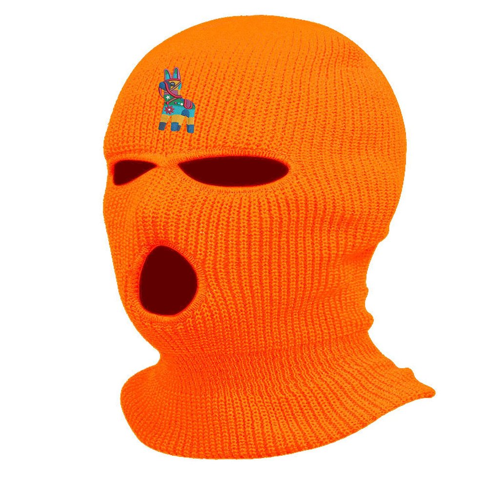 Fiesta Pinata Three Hole Mask Embroidered Ski Mask Full Face Cover Knitted Embroidery Warm Graphic Balaclava (Orange)
