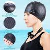 2 Pack Unisex Silicone Swim Cap for Women Men, Large Size Swimming Caps for Long Hair/Braids to Keep Hair Dry, Waterproof Bathing Caps for Swimming with Ear Plugs & Nose Clip Set(Black&White) view 3