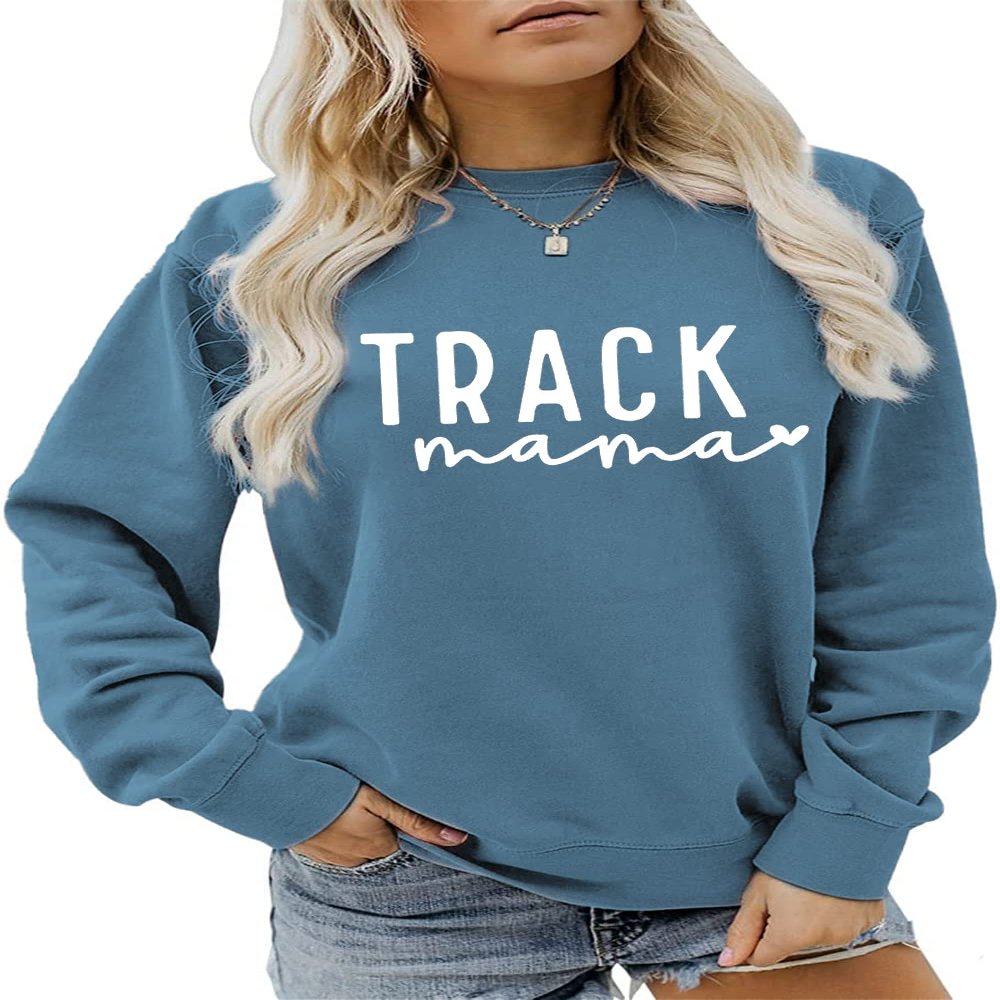 ARTECE Track Mama Sweatshirt, Track Mom Shirt, Women Long Sleeve Crewneck Pullover Tops Runner Mom Sweater Track Lover Gifts