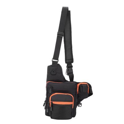 Yuecoom Fishing Tackle Crossbody Bag, Polyester Sling Carry Pack with Adjustable Shoulder Straps (Black)