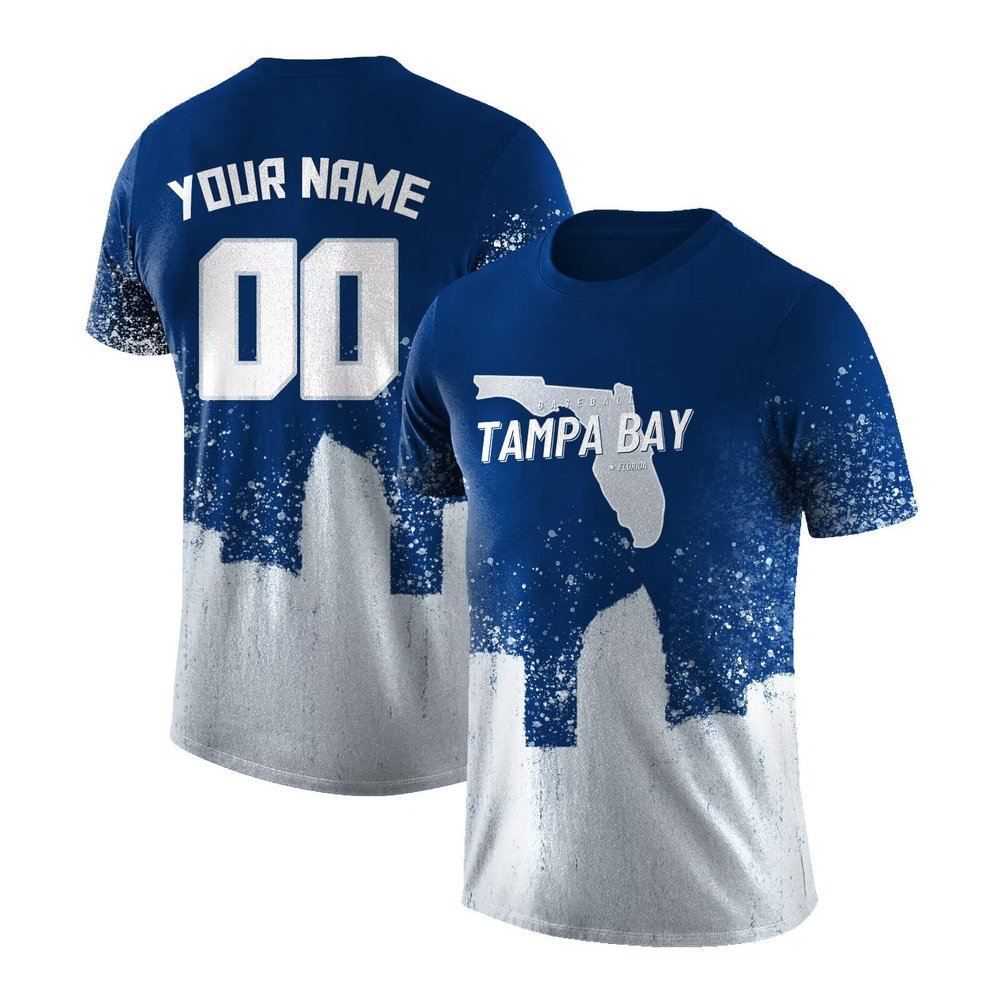 Tampa Bay City T-Shirt,Personalize Baseball Graffiti Short Sleeves,Personalized Name and Number for Baseball Fans Men Women Youth Sports Lover Gifts
