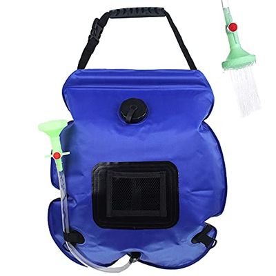 Solar Shower Bag,5 Gallons/20L Solar Heating Camping Shower Bag with Removable Hose and On-Off Switchable Shower Head,Solar Shower for Camping Beach Swimming Outdoor Traveling Hiking (Blue)