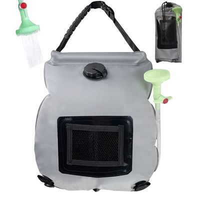 Solar Shower Bag,5 Gallons/20L Solar Heating Camping Shower Bag with Removable Hose and On-Off Switchable Shower Head,Solar Shower for Camping Beach Swimming Outdoor Traveling Hiking (Gray)