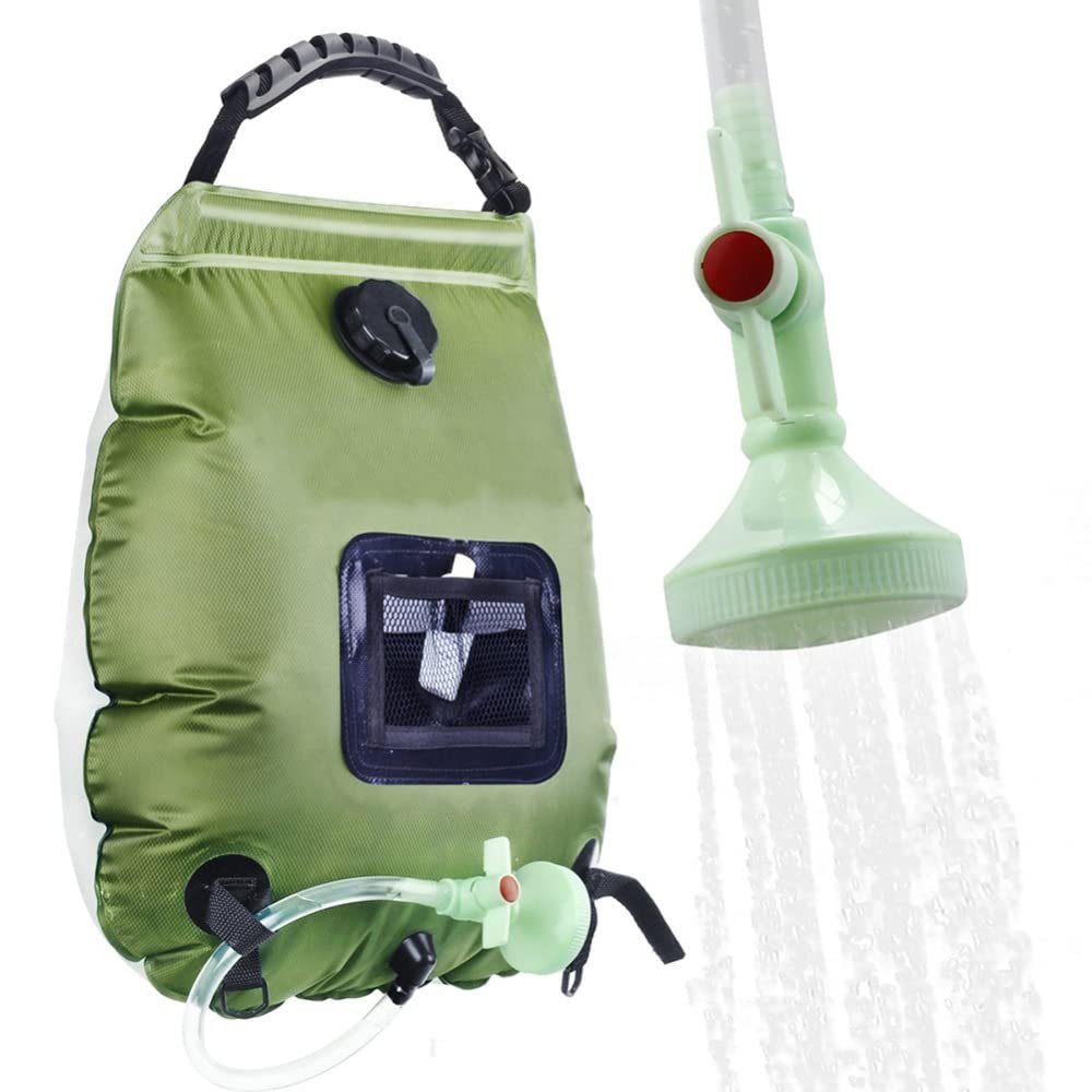 Solar Shower Bag,5 Gallons/20L Solar Heating Camping Shower Bag with Removable Hose and On-Off Switchable Shower Head,Solar Shower for Camping Beach Swimming Outdoor Traveling Hiking (Green)