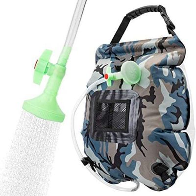 Solar Shower Bag,5 Gallons/20L Solar Heating Camping Shower Bag with Removable Hose and On-Off Switchable Shower Head,Solar Shower for Camping Beach Swimming Outdoor Traveling Hiking (Camouflage)