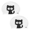Silicone Swim Hat, 2Pcs Cartoon Pattern Swimming Hat Waterproof Comfy Bathing Hats for Men Women Teens Long Short Hair(Cat) view 1