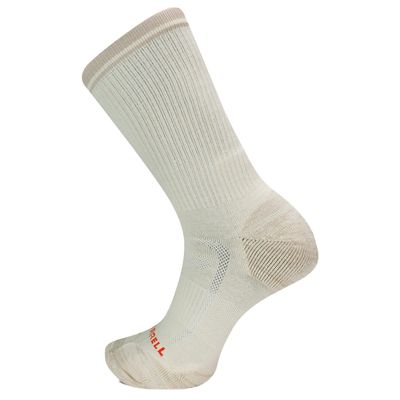 Merrell Unisex Zoned Lightweight Hiking Crew Sock 1 pair per pack, White,5-9.5 Women's /5-8.5 Men's