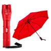 Gorilla Grip Handheld Flashlight and Travel Umbrella, LED Tactical Flashlight 750 FT Zoom, Lightweight Umbrella Teflon Coated, Both in Red, 2 Item Bundle view 1
