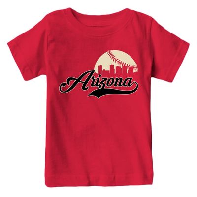 Arizona Baseball Skyline Kid's Fan T-Shirt (Red T-Shirt, YXL)