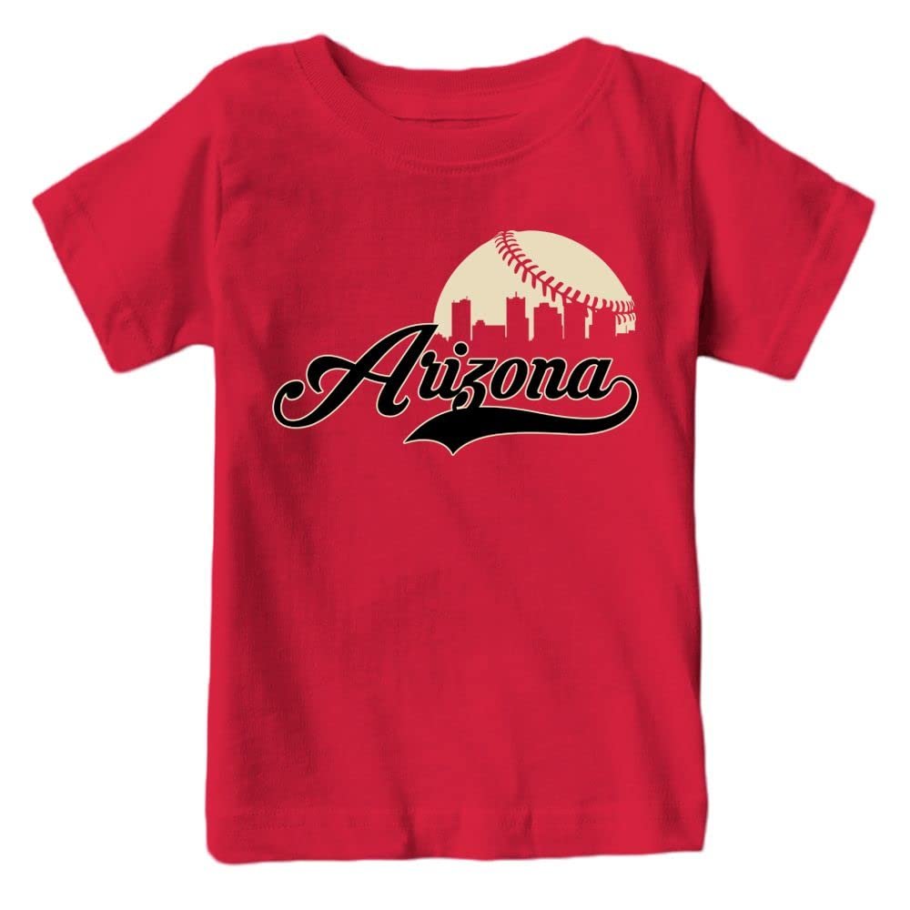Arizona Baseball Skyline Kid's Fan T-Shirt (Red T-Shirt, YXL)
