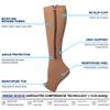 2 Pairs Wide Calf Plus Size Compression Socks with Zipper, 15-20mmHg Socks for Women Men,Reduces Swelling & Pain Nurses Running Pregnant Travel Flight (4XL, skin) view 3