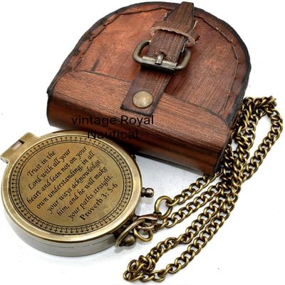AASIYA Trust In The Lord With All Your Heart -Proverbs 3: 5-6 Quote Engraved-With Leather Case,Camping Compass, Gift Compass, Graduation Day Gifts-s 2023 Compass For Women Mens Boy Girls