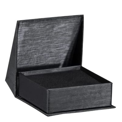 ALLUREPACK Earring/Pendant Box - Black Colored - Silk Brushed Cardboard Paper Jewelry Gift Box With Elite Modern Angled Closure, Velvet Topped Foam Interior.