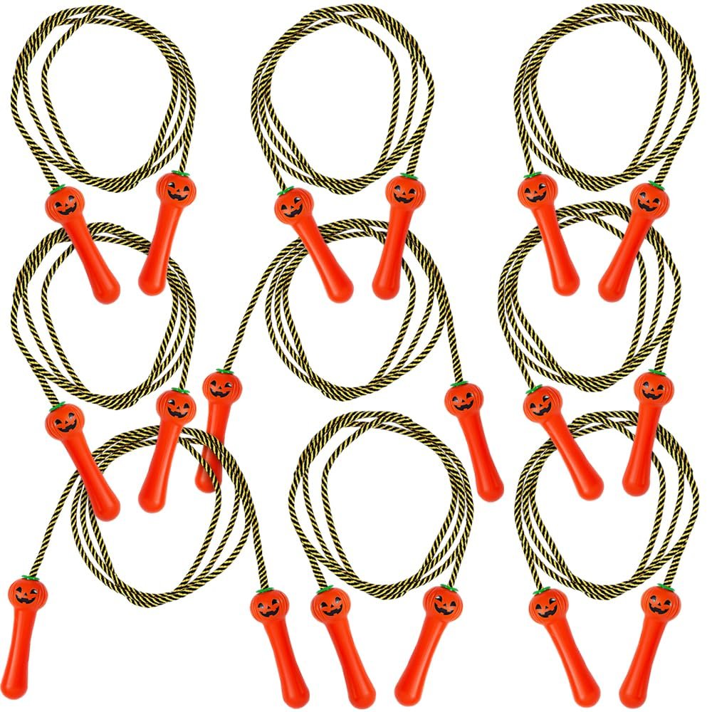 Halloween Jump Ropes with Pumpkin-Shaped Handles, 12 Pieces