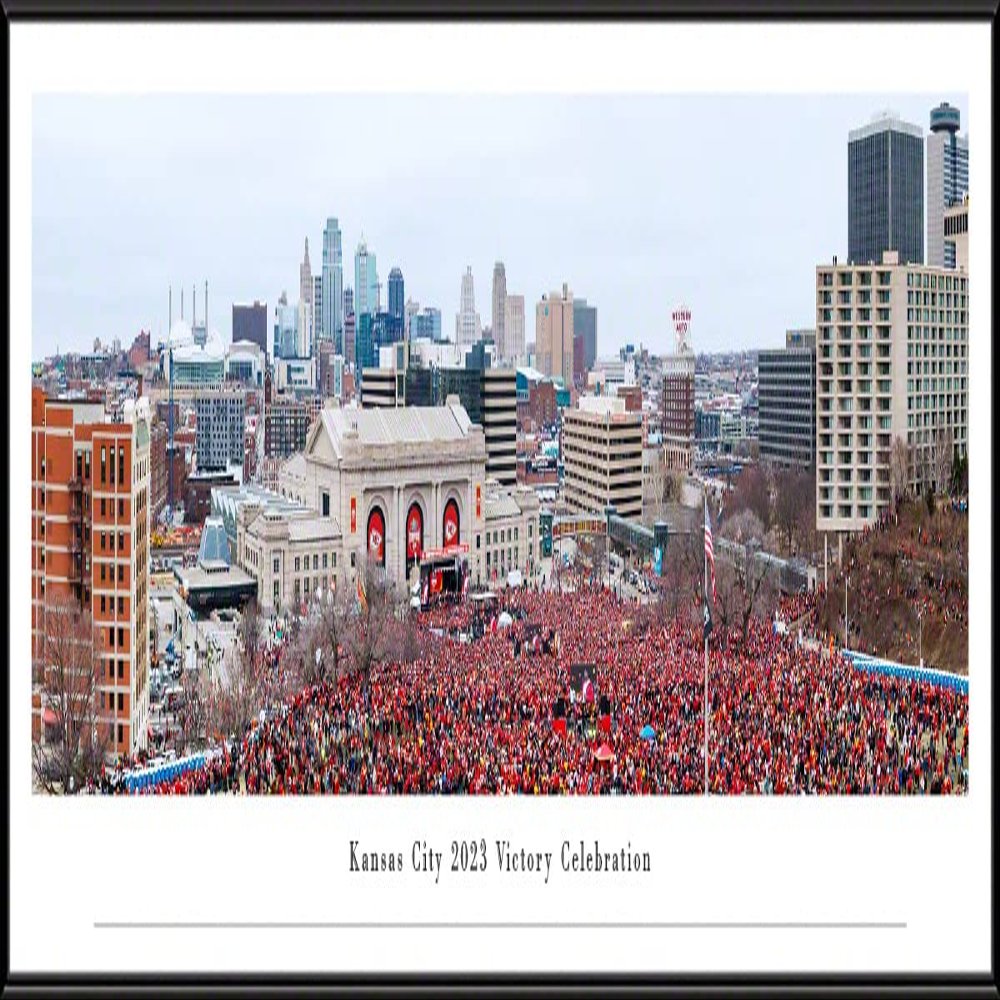 Kansas City 2023 Victory Celebration - 40.25x13.75-inch Standard Framed Print by Blakeway Panoramas