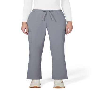 KOI Basics Women's Holly Cargo Scrub Pants, 8 Pockets, Drawstring Waist Platinum Grey Medium