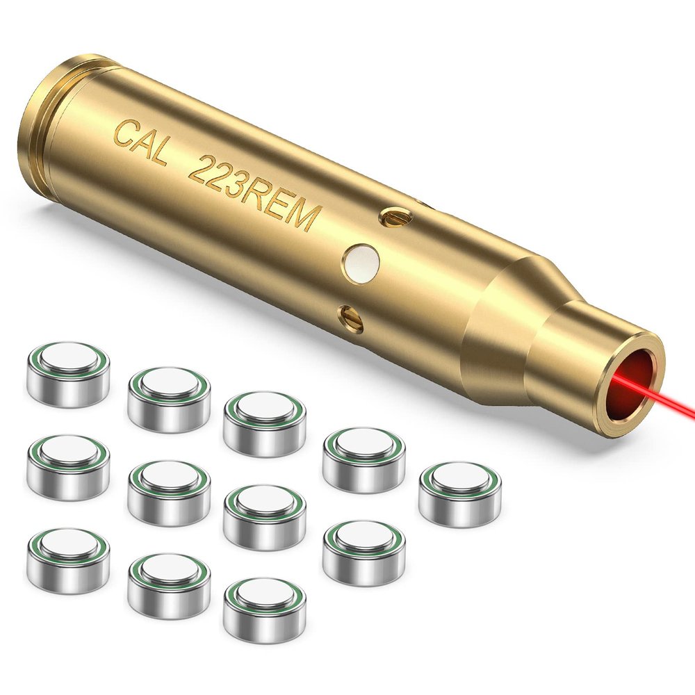 EZshoot Laser Bore Sight for .223 Rem 5.56mm Red Dot Boresighter with 12 Batteries (4 Sets)