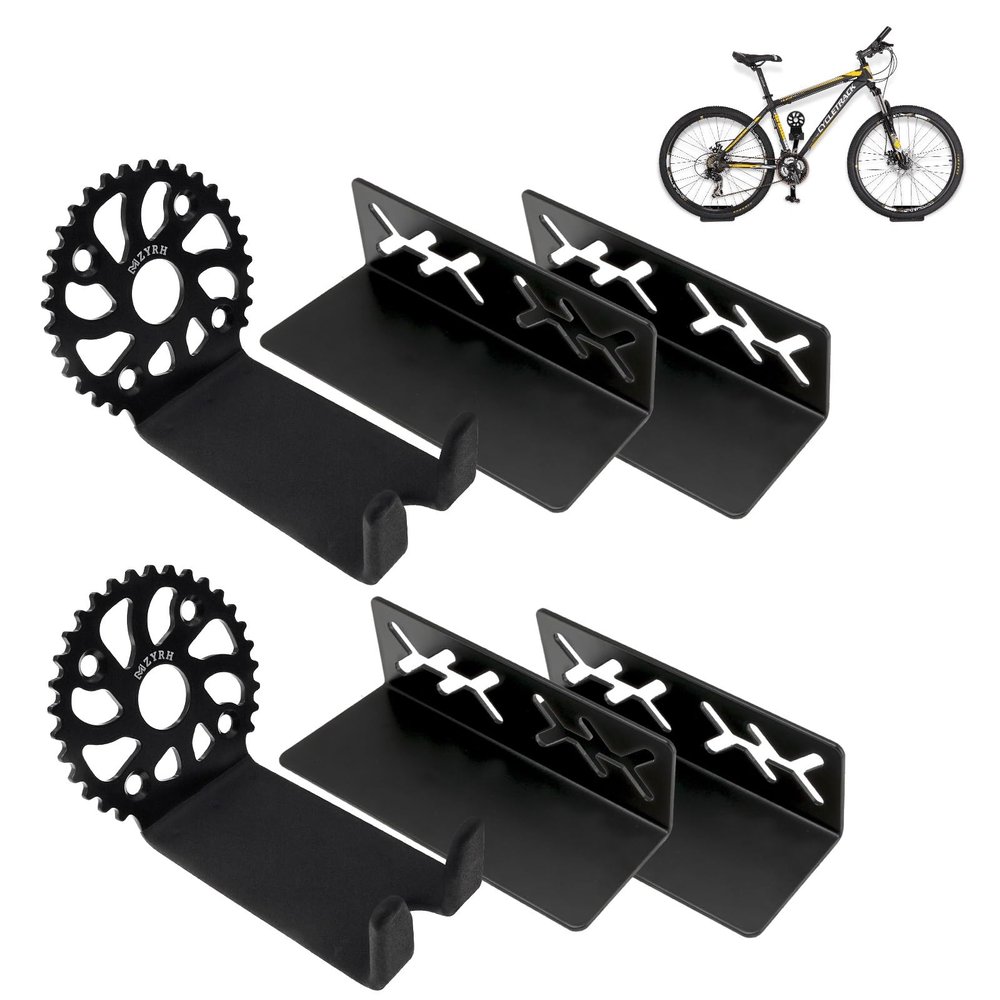 MZYRH Heavy Duty Bike Wall Mount, Stainless Steel, 2 Pack, Bicycle Storage Rack, Ideal for Road, Mountain or Hybrid Bikes