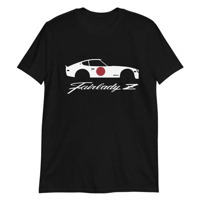 Datsun 280z Fairlady Z Script Japanese JDM Custom Design Short-Sleeve Unisex T-Shirt Black