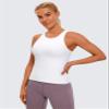CRZ YOGA Butterluxe High Neck Tank Tops for Women - Yoga Workout Athletic Gym Camisole Racerback Sleeveless Shirts White Medium view 2