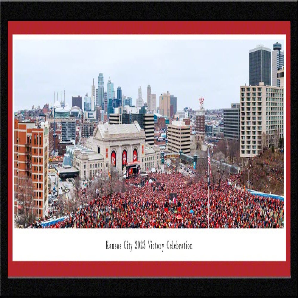 Kansas City 2023 Victory Celebration - 41.5x15-inch Single Mat, Select Framed Picture by Blakeway Panoramas
