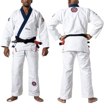 Ronin Sengoku BJJ GI Men  2-Piece Jacket and GI Pants with Drawstring Bag (A5, WHITE)