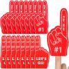 Sinmoe 48 Pieces Sport Party Favors Fan Foam Finger Mini #1 Basketball Baseball Football Soccer Team Cheerleader Gifts for Sporting Events Games Birthday Supplies(Red) view 1