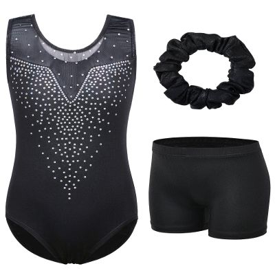 BAOHULU Gymnastics Leotards for Girls Toddlers Kids Sparkle Sequins Mesh Top Dancewear KHB198_SequinBlack_6A