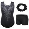 BAOHULU Gymnastics Leotards for Girls Toddlers Kids Sparkle Sequins Mesh Top Dancewear KHB198_SequinBlack_6A view 1