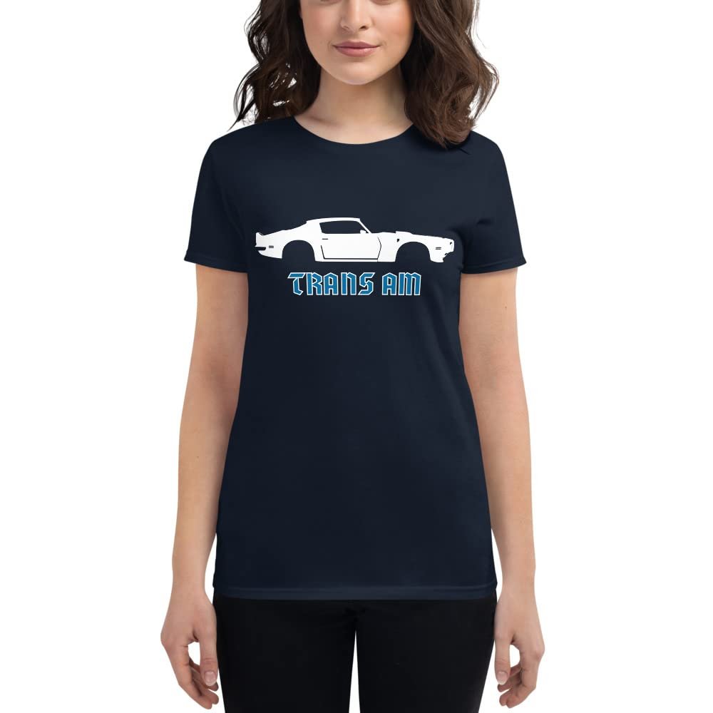 1970 Firebird Trans Am Muscle Car Collector Cars Custom Stencil Art Women's Short Sleeve t-Shirt Navy