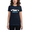 1970 Firebird Trans Am Muscle Car Collector Cars Custom Stencil Art Women's Short Sleeve t-Shirt Navy view 1