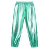 CHICTRY Kids Girls Shiny Metallic Jazz Dance Pant Hip Hop Sport Leggings Sweatpant Dancewear Costume Blue Green 12 Years view 2