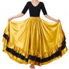 Backgarden Women Black Red Layers Satin Long Skirt for Spanish Flamenco Belly Dance Gypsy Mexico Ballet Folklorico Performance Costume (Deep Gold Theme) view 1