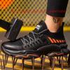 Dressnu Breathable Lightweight men's labor insurance shoes steel clad toe anti-smashing and anti-puncture safety and wear-resistant work shoes Black 5.5 view 2