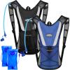 2 Pack Hydration Backpack Pack with 2L Water Bladder, Hiking Backpack with Hydration Bladder Water Rucksack Backpack Bladder Bag Cycling Bicycle Bike/Hiking Climbing Pouch (Black, Blue) view 1