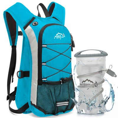IX INOXTO Hydration Pack Backpack, Lightweight Water Backpack with 2L Hydration Bladder Daypack for Men Women,Running Hydration Vest for Trail Running Hiking Cycling Race Climbing (Light Blue)