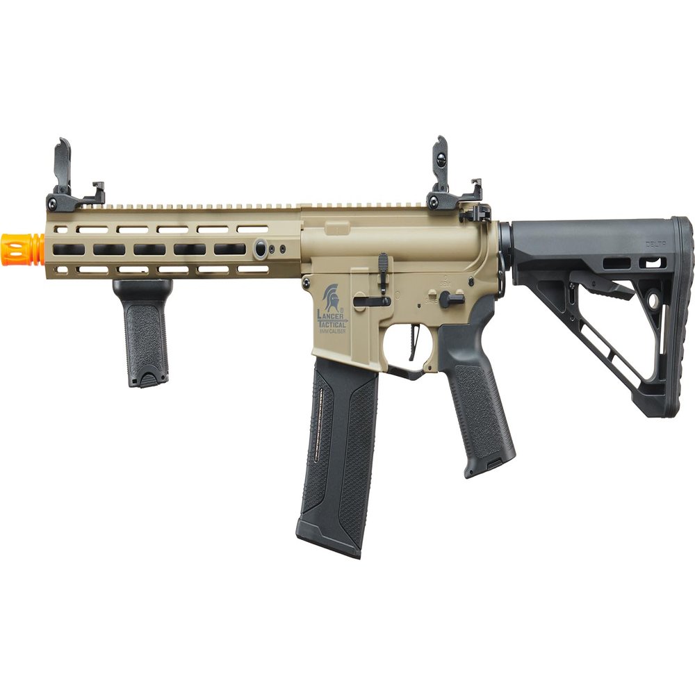 Lancer Tactical Gen 3 Hellion MLOCK 10" Airsoft M4 AEG Rifles with Delta Stock (Tan)